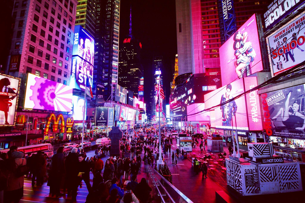 Colorful Bright LED Billboards in the City